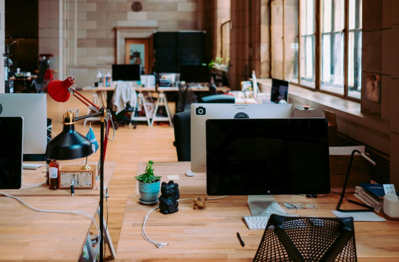 Professional technology workspace with blockchain infrastructure